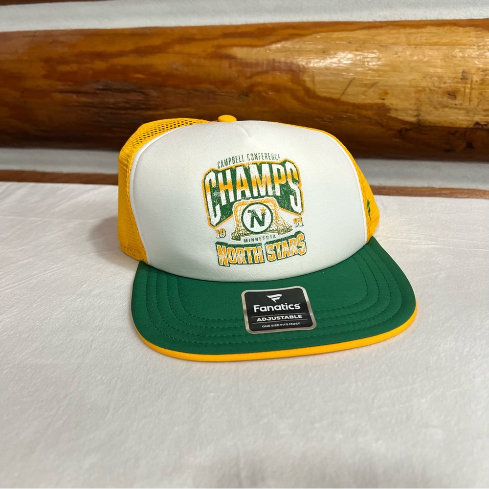 Fanatics North Stars Champs White, Green, and Yellow NHL Cap